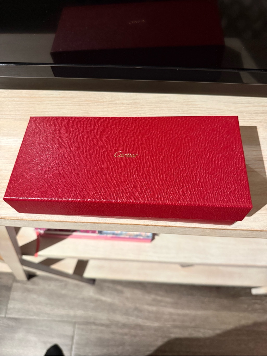 Cartier Red Watch Box With Gold Logo  Empty